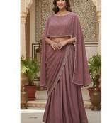 Mauve Lehenga Saree with Cape-Style Blouse