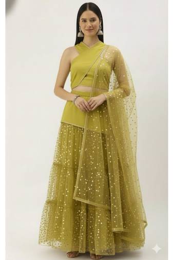 Lime Green crop top Lehenga Set