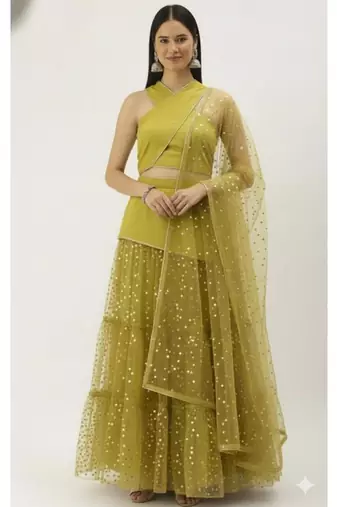 Lime Green crop top Lehenga Set