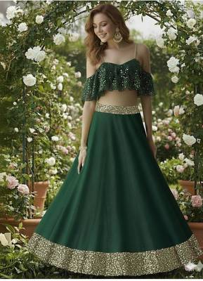 Emerald Green Sequin Lehenga Set 1
