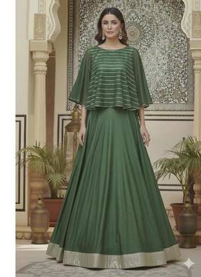Deep Green Cape-Style Lehenga choli set 1