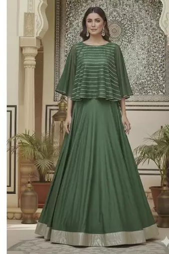 Deep Green Cape-Style Lehenga choli set