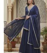 Navy Blue festive Lehenga choli with Sheer Dupatta