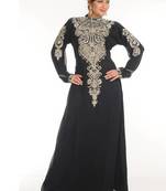 Black georgette embroidered zari work islamic-kaftans