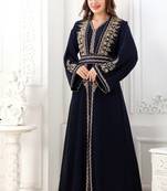 Royal blue georgette cutdana work kaftan