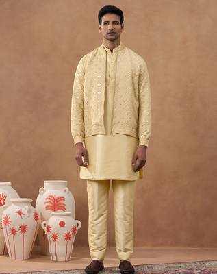 Gold embroidered cotton indo western 1