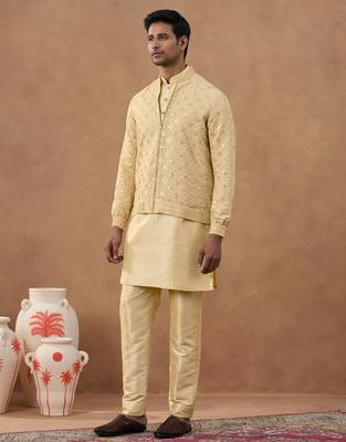 Gold embroidered cotton indo western 3