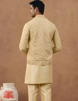 Gold embroidered cotton indo western 4