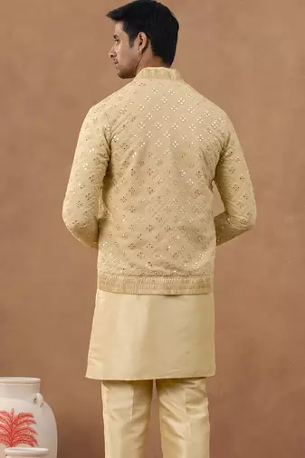 Gold embroidered cotton indo western