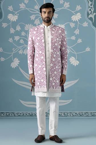 Pink floral polycotton indo western