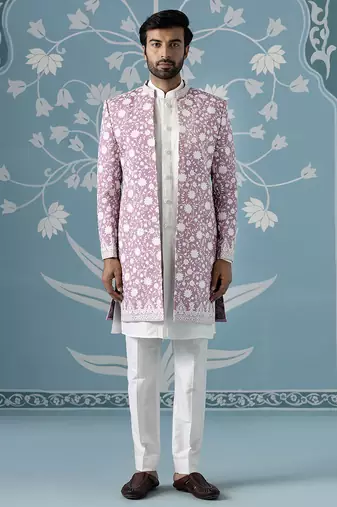 Pink floral polycotton indo western