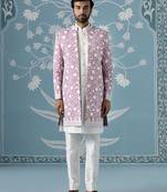 Pink floral polycotton indo western