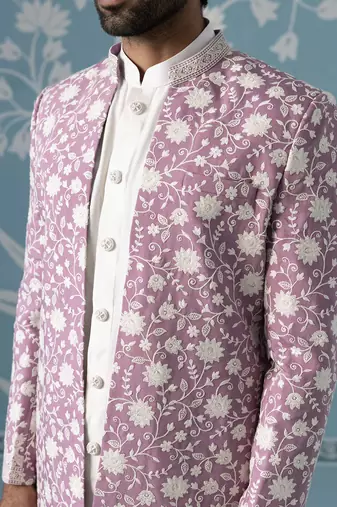 Pink floral polycotton indo western