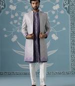 Purple embroidered cotton indo western