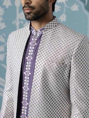 Purple embroidered cotton indo western 2
