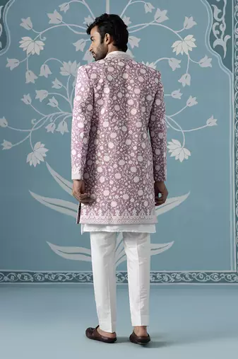 Pink floral polycotton indo western