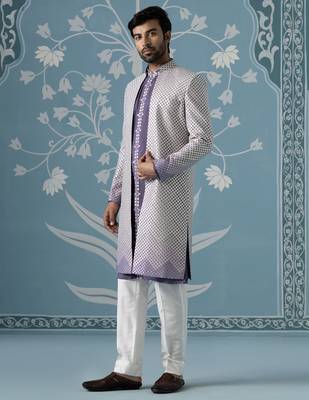 Purple embroidered cotton indo western 3