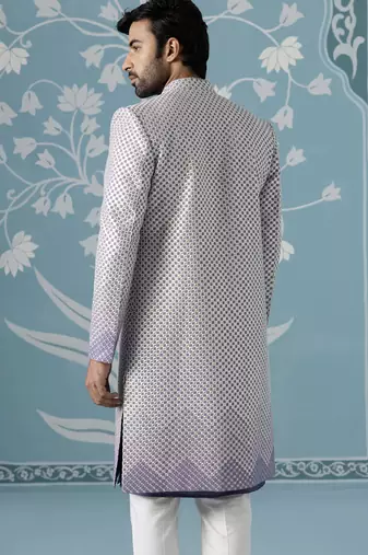 Purple embroidered cotton indo western