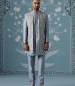 Blue floral polycotton indo western