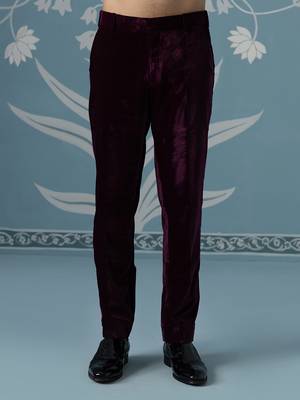 Purple embroidered velvet indo western 5