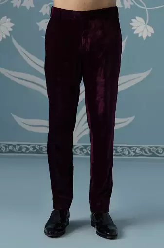 Purple embroidered velvet indo western