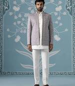 Purple floral satin indo western