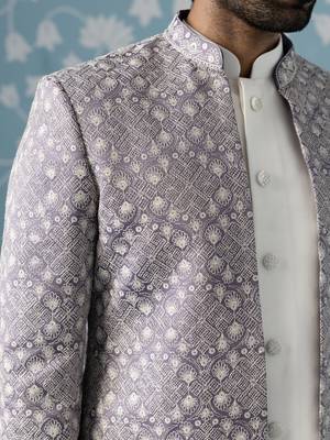 Purple floral satin indo western 2