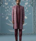 Red embellished polycotton indo western