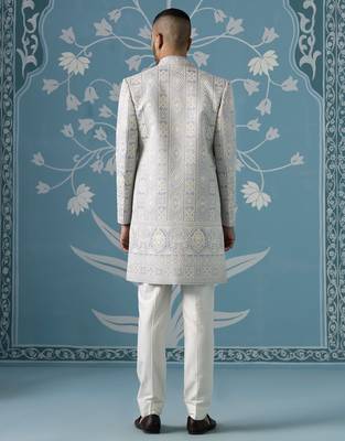 Blue embroidered cotton indo western 4