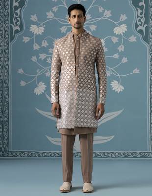 Beige embellished polyester indo western 1