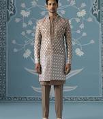 Beige embellished polyester indo western