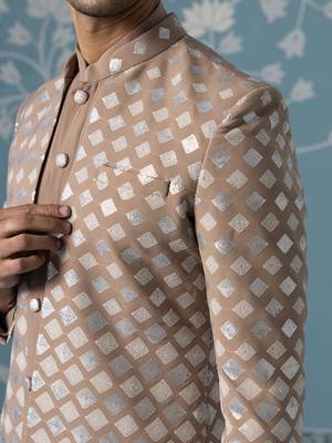 Beige embellished polyester indo western 2