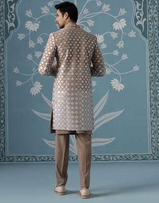 Beige embellished polyester indo western 4