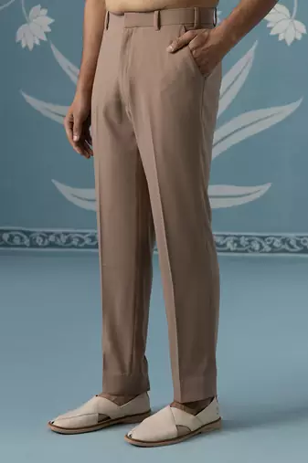 Beige embellished polyester indo western