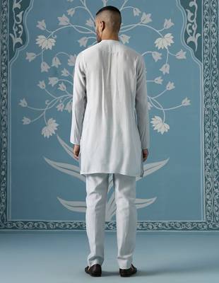 Blue self design polycotton indo western 4