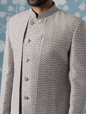 Grey embellished polyester indo western 2