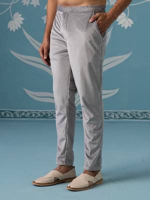 Grey embroidered velvet indo western 5