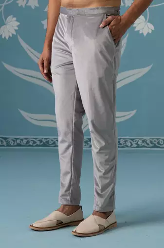 Grey embroidered velvet indo western