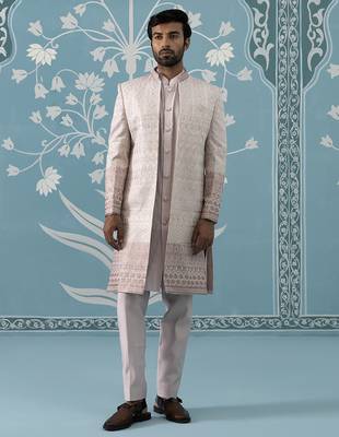 Pink embroidered polycotton indo western 1