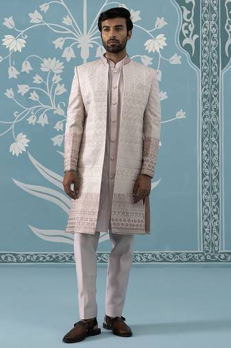 Pink embroidered polycotton indo western