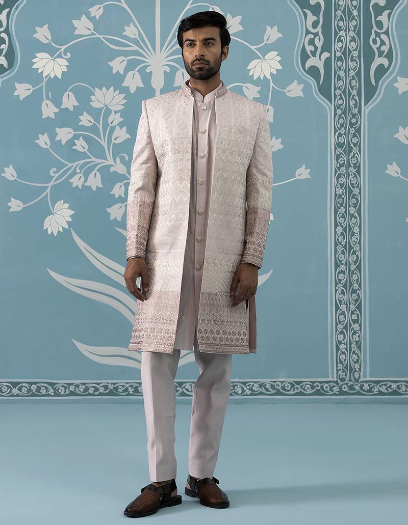 Pink embroidered polycotton indo western