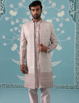 Pink embroidered polycotton indo western 2