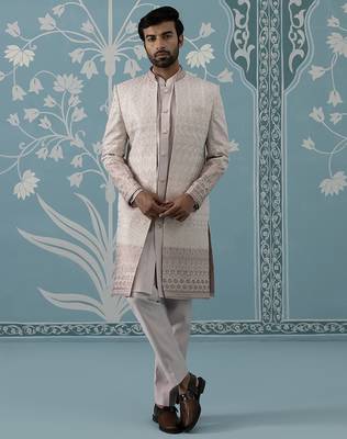 Pink embroidered polycotton indo western 3