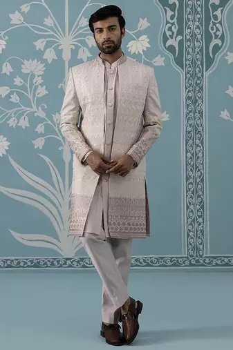 Pink embroidered polycotton indo western