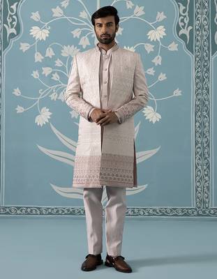 Pink embroidered polycotton indo western 4