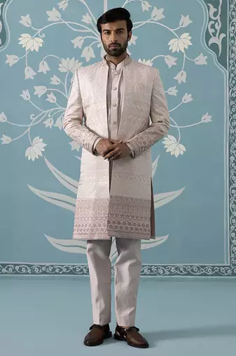 Pink embroidered polycotton indo western