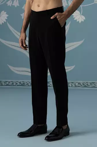 Black embroidered polyester indo western