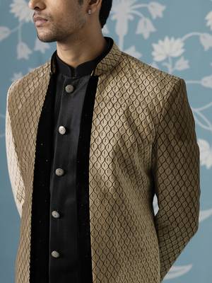 Brown solid velvet indo western 2