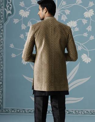 Brown solid velvet indo western 4
