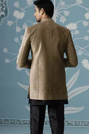 Brown solid velvet indo western